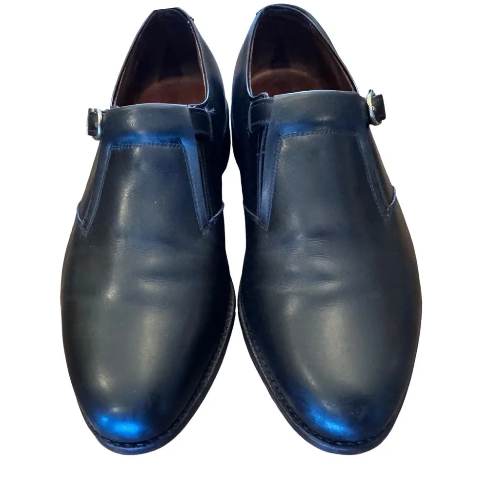 Allen Edmonds Hardwick Mens 8 E Black Leather Single Monk Strap Loafers 36759